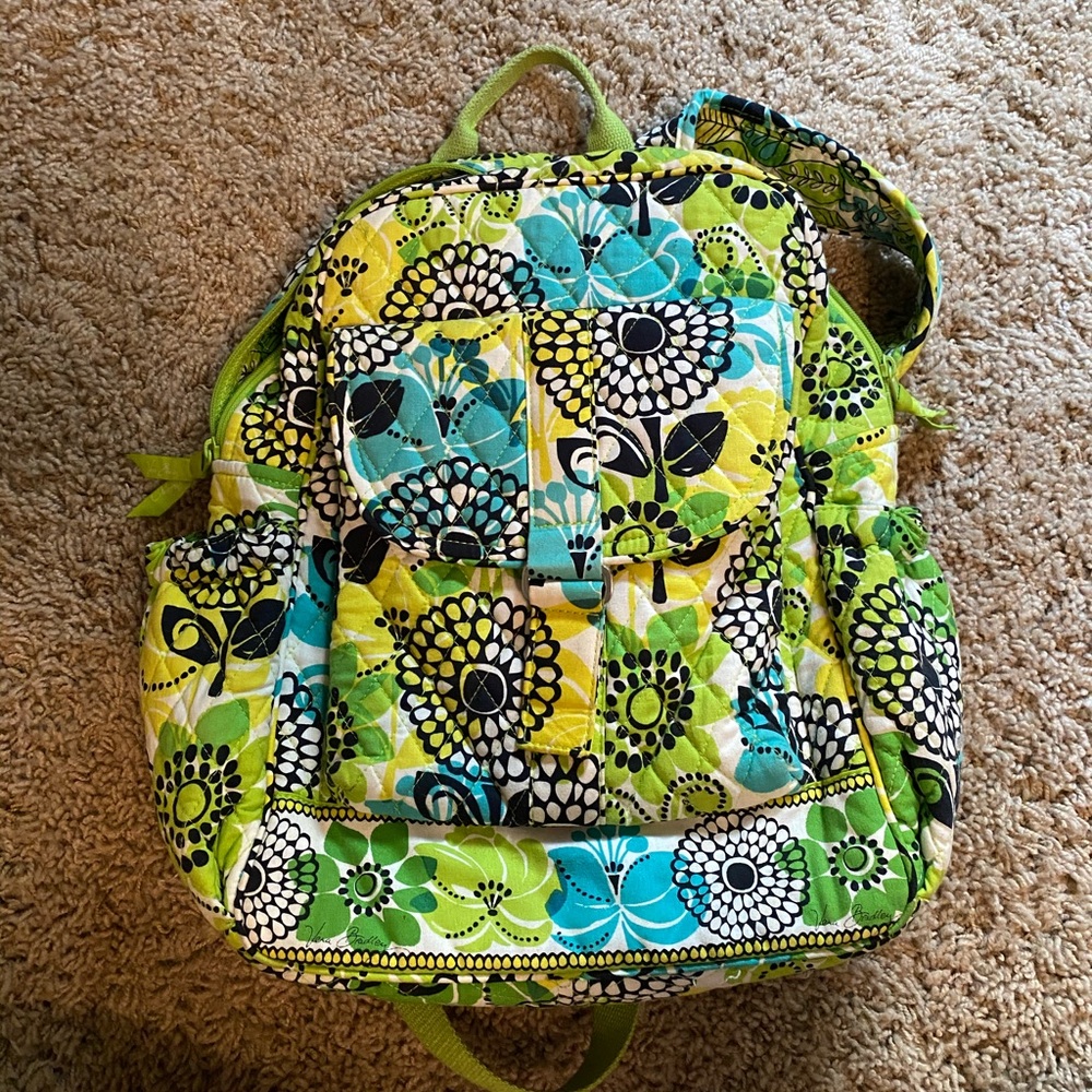 Vera Bradley small green backpack with floral print